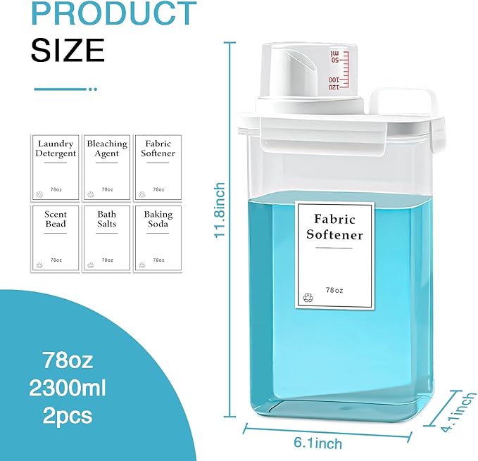 3 Pack Laundry Detergent Dispenser, 78oz Laundry Soap Dispenser, Refluxable - Image 4