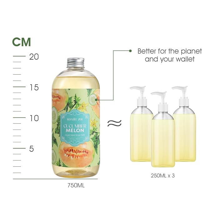ROMIIE ZOI Liquid Hand Soap Refill, Cucumber&melon, Gentle & Moisturizing - Image 3