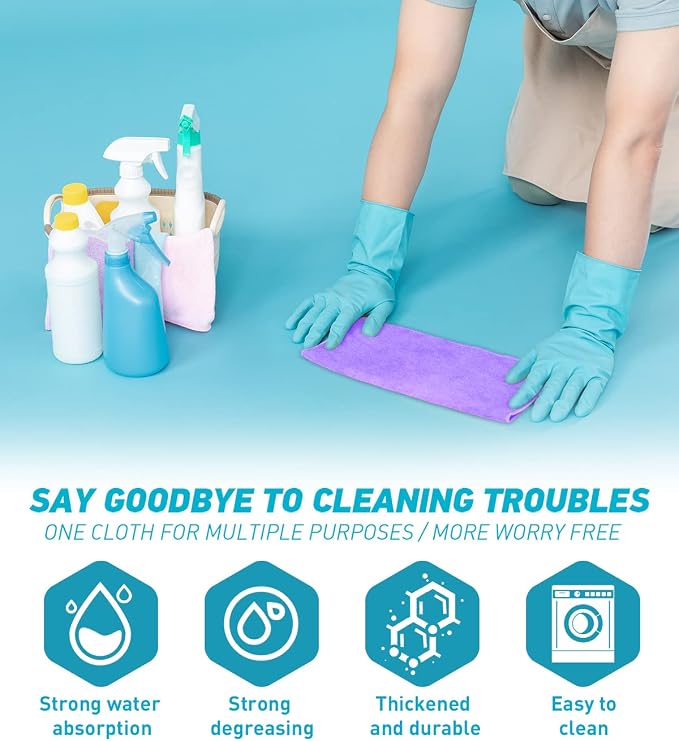 Microfiber Cleaning Cloth-24Pcs Ultra Soft Highly Absorbent Rags - Image 3
