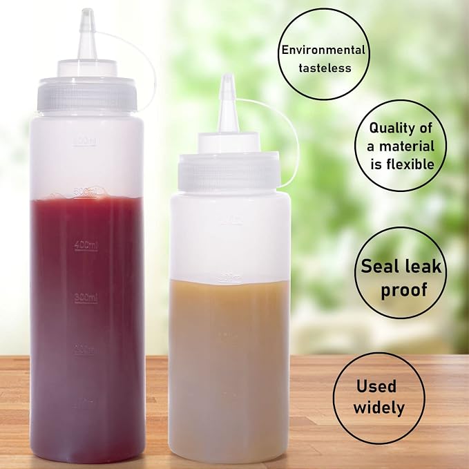 Condiment Squeeze Bottles Ketchup Dispenser 2PCS 24 oz Plastic Sauce Squirt - Image 8