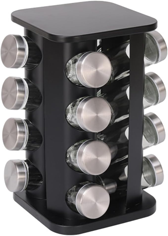 Spice Rack, Rotating Countertop Spice Rack Organizer, 16 Jars, Stainless Steel by Unknown