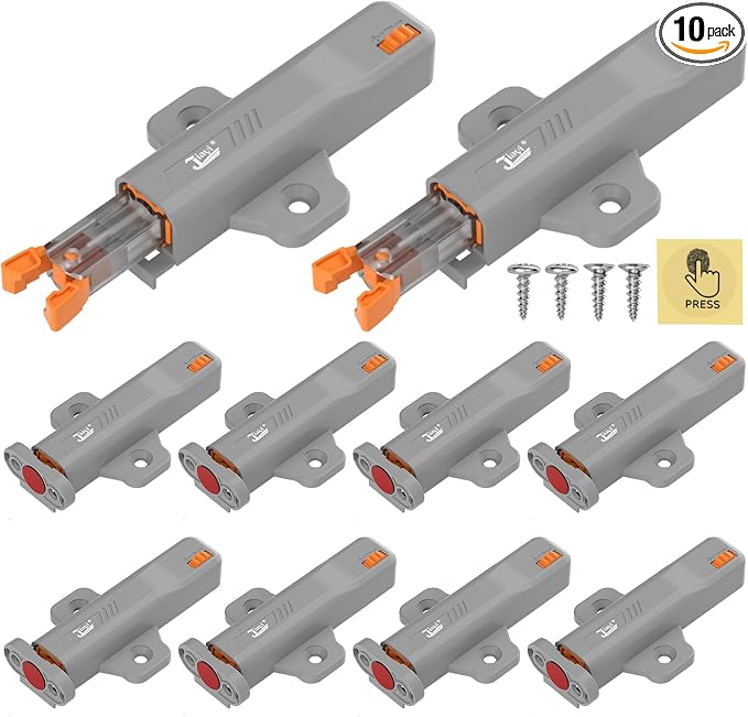 Push to Close Cabinet Latch, Jiayi 10 Pack Push Open Hardware, Cabinet Press by Jiayi