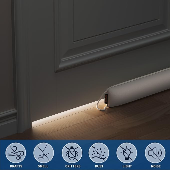 MAGZO Door Draft Stopper 32 Inch-Beige, Sound Proof Door Snake Draft Insulation - Image 5