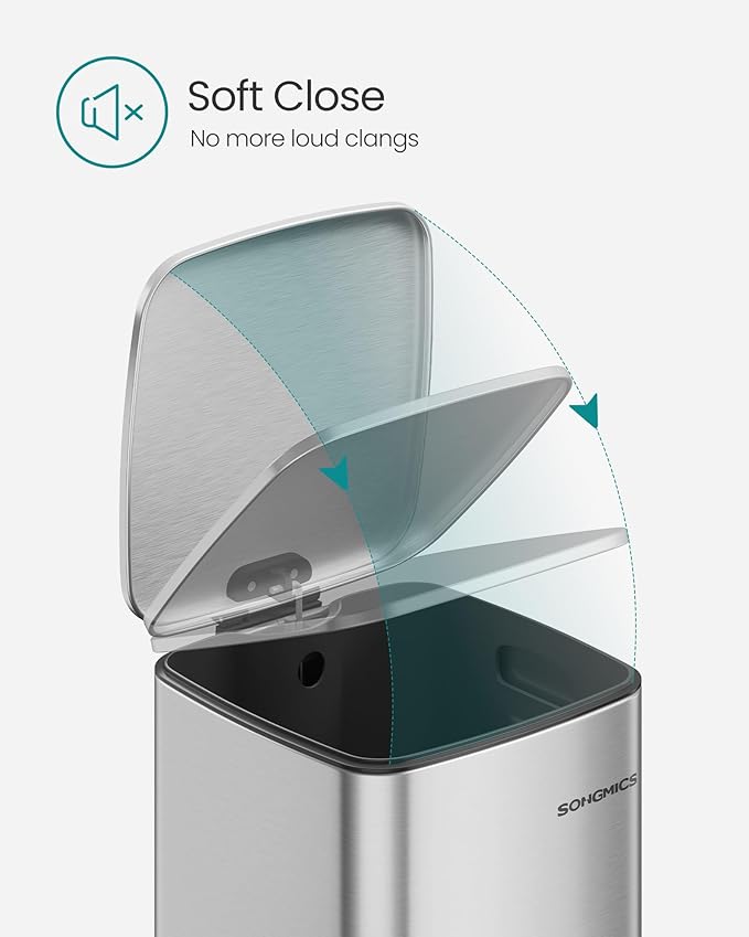 SONGMICS Kitchen Trash Can, 5.2-Gallon Trash Bin, Stainless Steel Garbage Can - Image 5