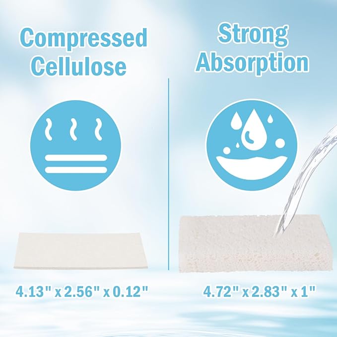 YoleShy White Sponges Kitchen 10 Pack Natural Compressed Cellulose Sponges - Image 2