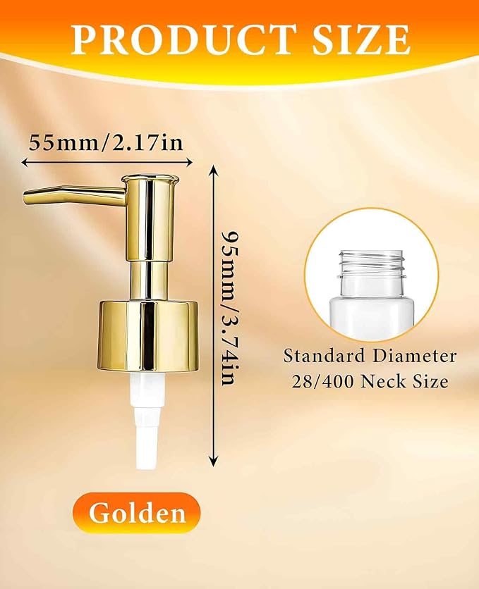 6 Pack Gold Soap Dispenser Pump, Top Replacement - Image 2