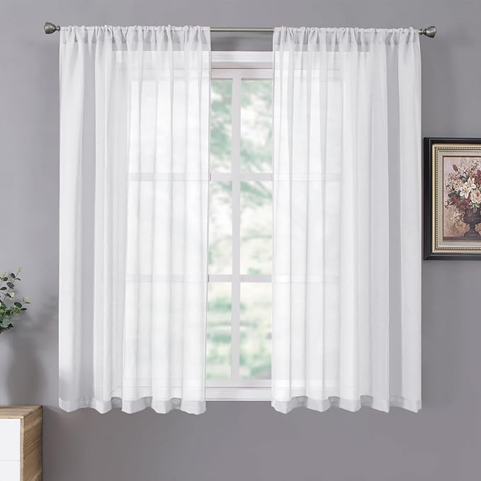 Tollpiz Sheer Curtains Living Room Linen Textured Curtain Sheers Light by Tollpiz