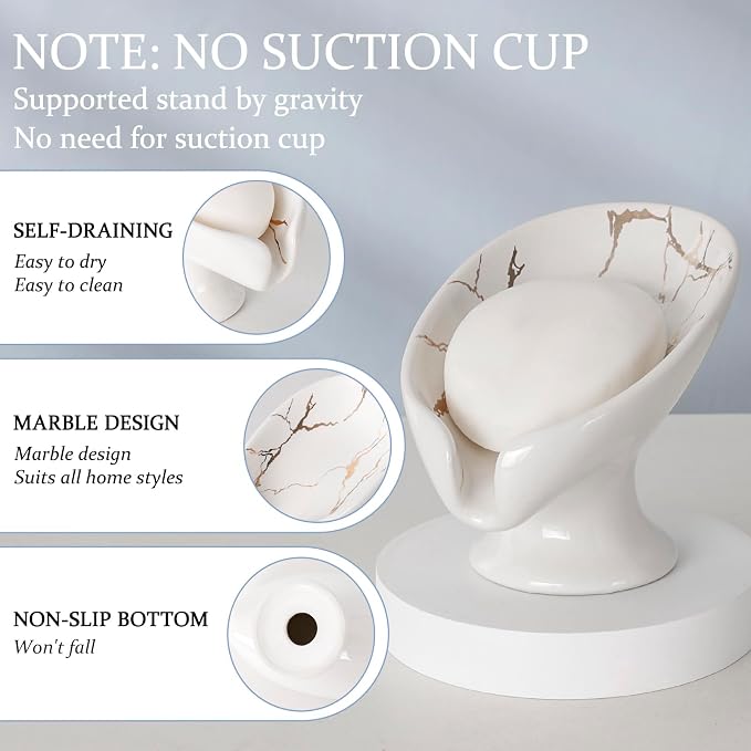 Soap Dish Set, Self Draining Bar Soap Holder - Image 3