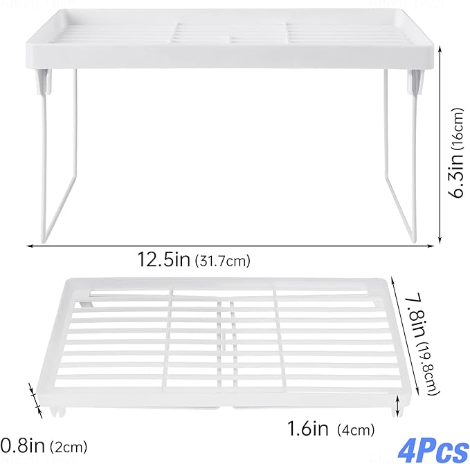 NiHome 4-Pack Stackable Plastic Kitchen Storage Shelf Foldable Rack - Image 6