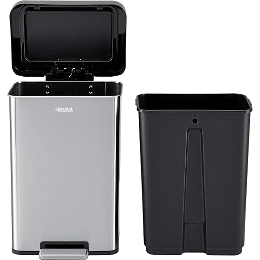 Global Industrial 12 Gallon Stainless Steel Trash Can, Rectangular Step-On - Image 8