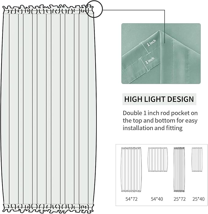 DWCN French Door Curtains – Rod Pocket Thermal Blackout Curtain - Image 3