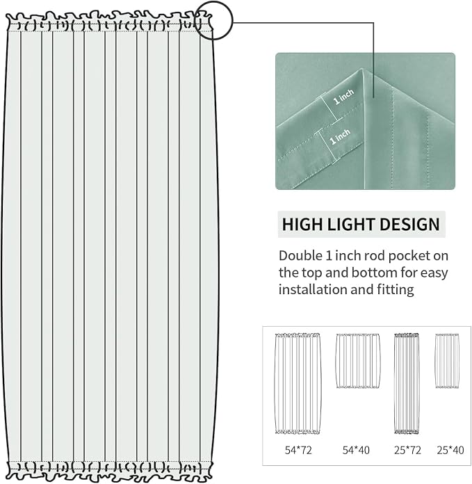 DWCN French Door Curtains – Rod Pocket Thermal Blackout Curtain - Image 3