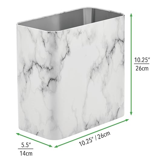 mDesign Metal Wastepaper Bin — Compact Rectangular Bathroom Bin — Rubbish Basket - Image 3