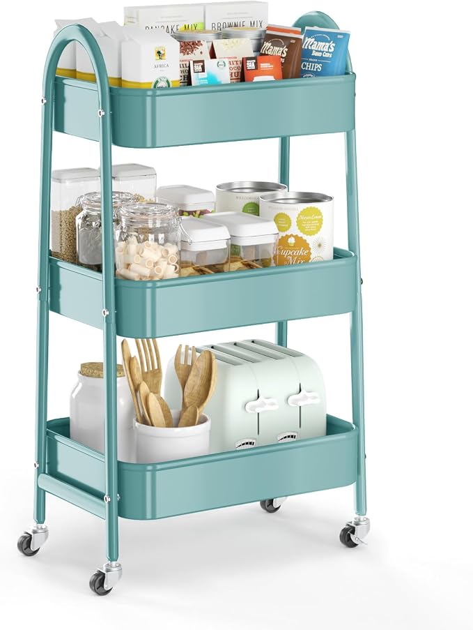 EAGMAK 3 Tier Utility Rolling Cart, Metal Storage Cart by Eagmak