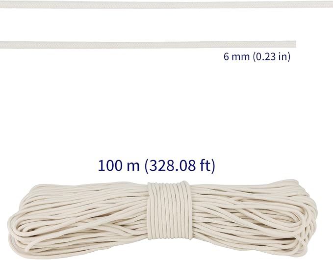 SOUJAP 328 Feet Cotton Clothesline Rope, 1/4 Inch White Cotton Clothesline Rope - Image 2