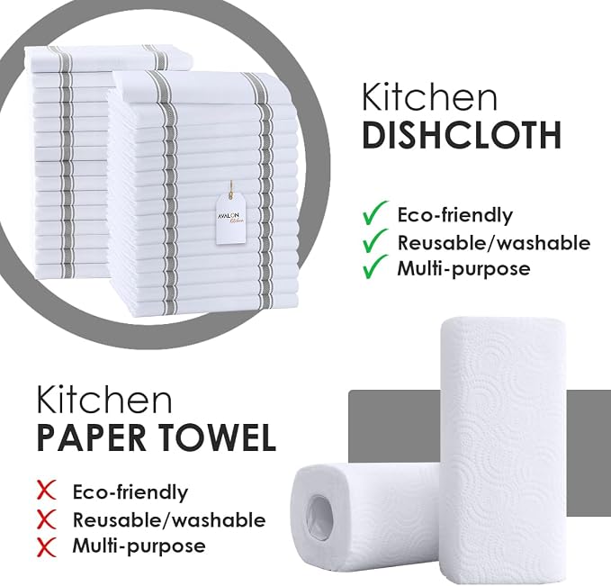 Dish Towels Set Size 15x25 Inch, 100% Cotton Soft & Absorbent Linen Kitchen - Image 2