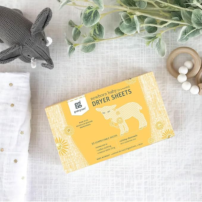 Grab Green Newborn Baby Dryer Sheets, 120 Sheets, Chamomile Scent, Plant and - Image 7