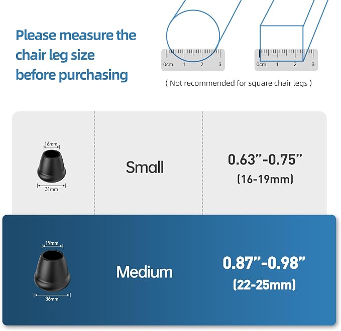 1 Inch Heavy Duty Rubber Chair Leg Caps - Image 2