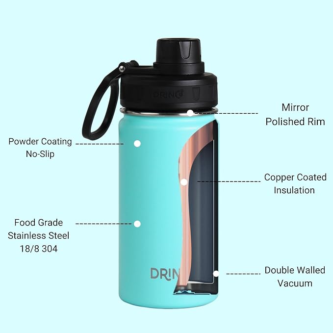 DRINCO Stainless Steel Water Bottle Spout Lid Vacuum Insulated Double Wall - Image 4