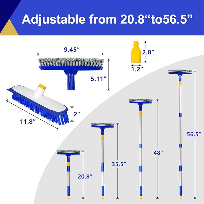 ITTAHO 12" Wide Floor Scrub and Grout Brush Set - Image 5