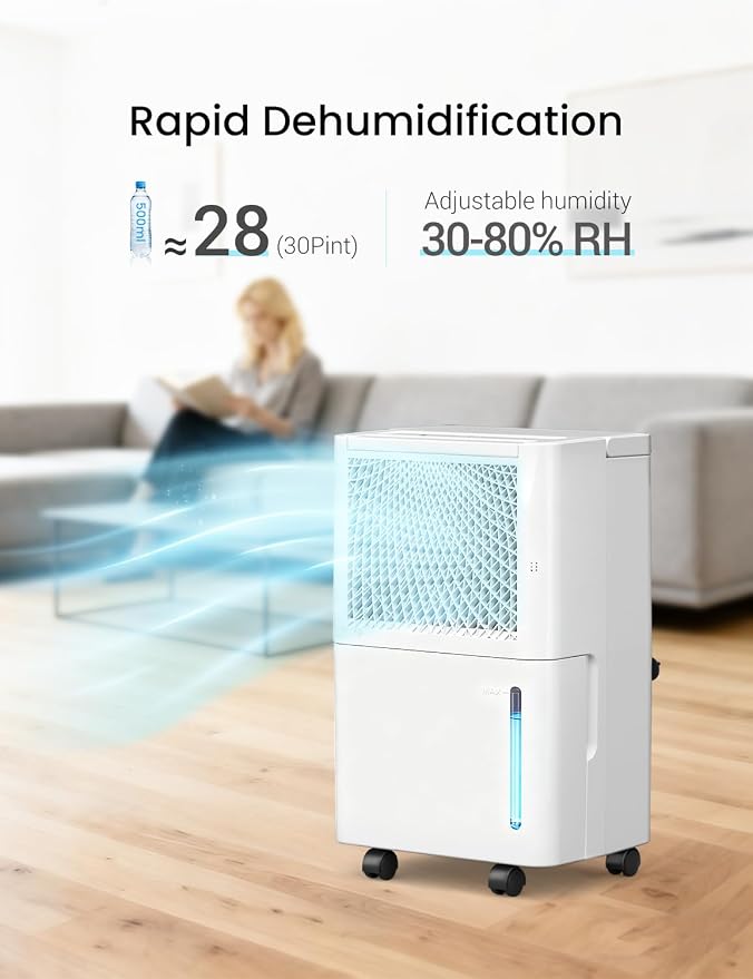 HUMSURE 1500 Sq. Ft 30 Pints Dehumidifier Equipped - Image 2