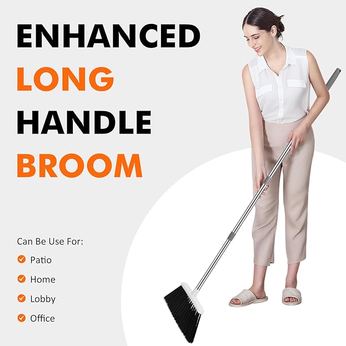 Heavy Duty Broom, 55 Inch Long Handle Outdoor Large Angle Brooms, Commercial - Image 7