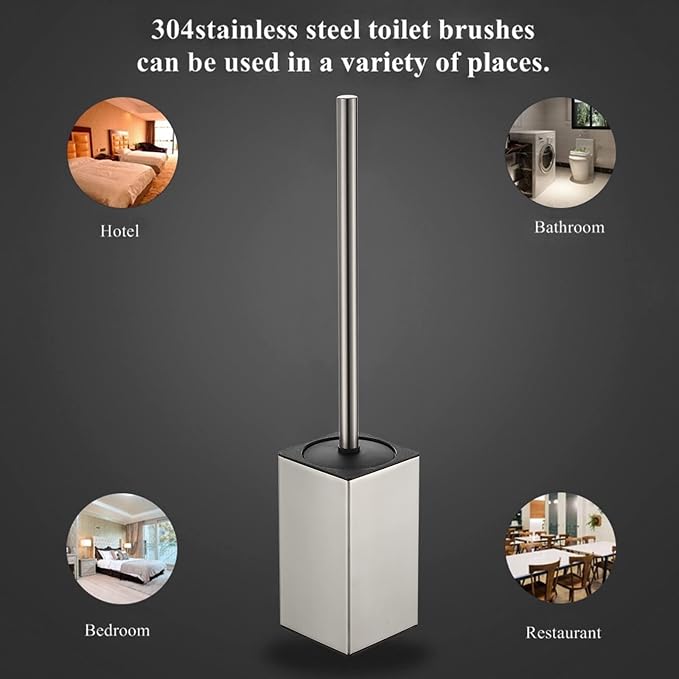 BGL Toilet Brush Holder Stainless Steel 304 Standing Brushed Nickel Square - Image 3