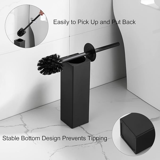 Square Toilet Brush with Holder, Stainless Steel Toilet Bowl Brush and Holder - Image 7