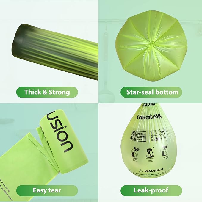 GreFusion Compostable 36 gallon Trash Bags, Extra Thick 1.28 Mills, Compost 36 - Image 4