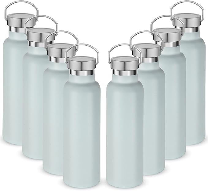 Neihepal 20 oz Insulated Water Bottles Bulk 8 Pack, Stainless Steel Double Wall by Neihepal