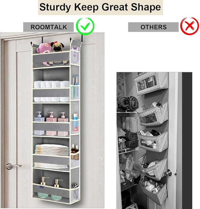 2 Pack Over The Door Hanging Organizer 5-Shelves and 10 Side Pockets, Over The - Image 3