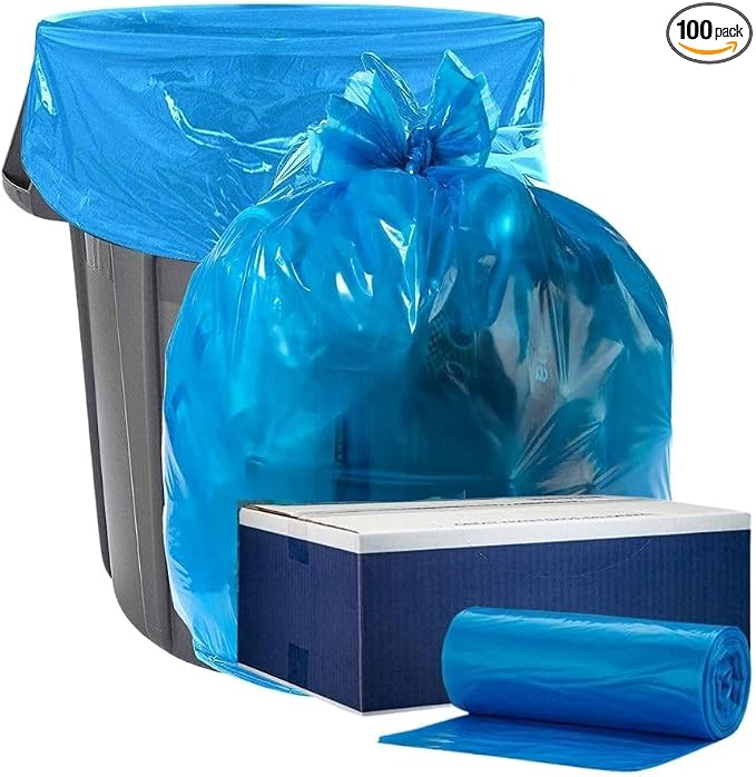 Plasticplace 45 Gallon 1.2 MIL Blue Industrial Strength Trash Bags by Plasticplace