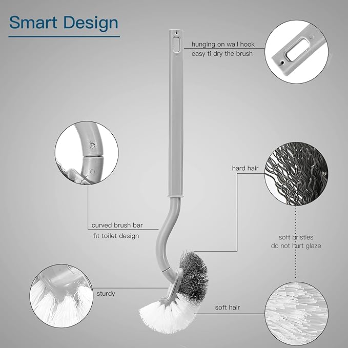 2Pcs Toilet Brush, Slim Compact Bathroom Toilet Scrubber No Dead Corners - Image 5