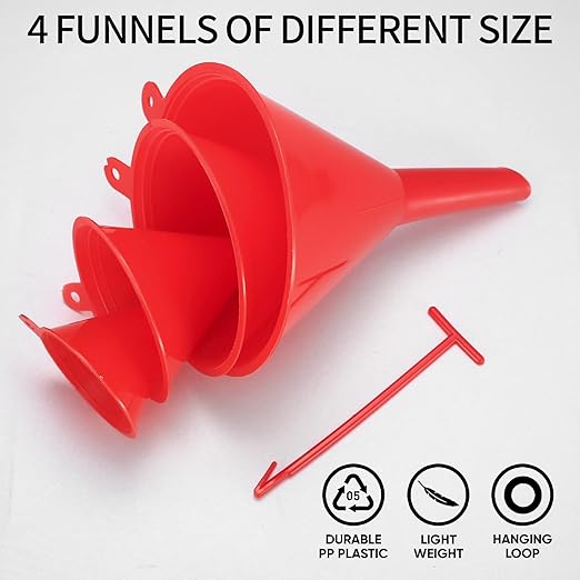 XhjzgcTec 8 Pcs Plastic Funnel Set, Oil Funnels - Image 3