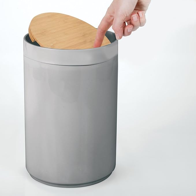 mDesign Plastic Round Trash Can Small Wastebasket - Image 5