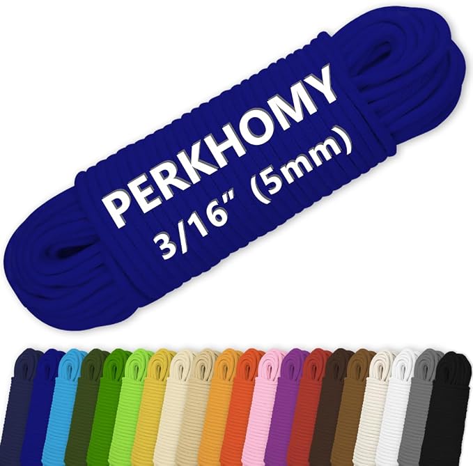 PerkHomy Cotton Rope 3/16" 100 ft Multi Purpose Utility Diamond Braided Cord by PerkHomy