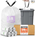 Drawstring Trash Bags-18 Gallon 120 Counts Large Strong Tall Kitchen Trash Bags by Teivio