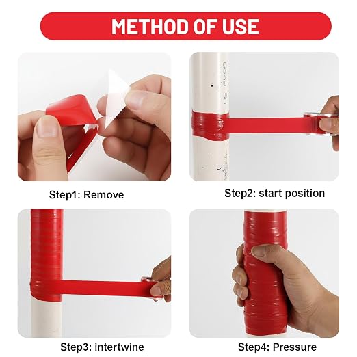 Self Fusing Silicone Tape 4 Rolls 1 in x 10' Red Waterproof Rescue Tape Rubber - Image 3