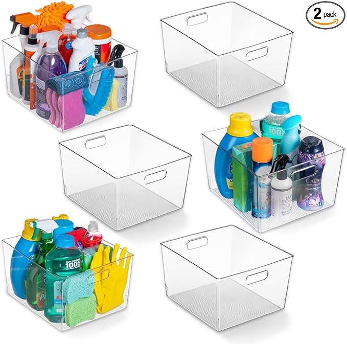 ClearSpace Clear Plastic Storage Bins – XL 6 Pack Perfect Kitchen or Pantry by ClearSpace