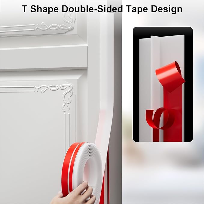 T-Shaped Door Draft Stopper, 1.97 in x 20 Ft Silicone Seal Strip - Image 3