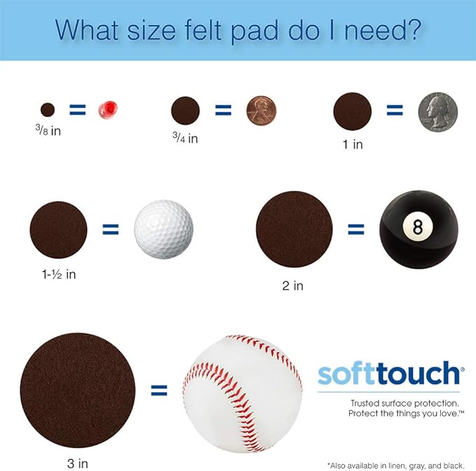 SOFTTOUCH 4723295N Heavy Duty 2 Inch Felt Furniture Pads to Protect Hardwood - Image 6