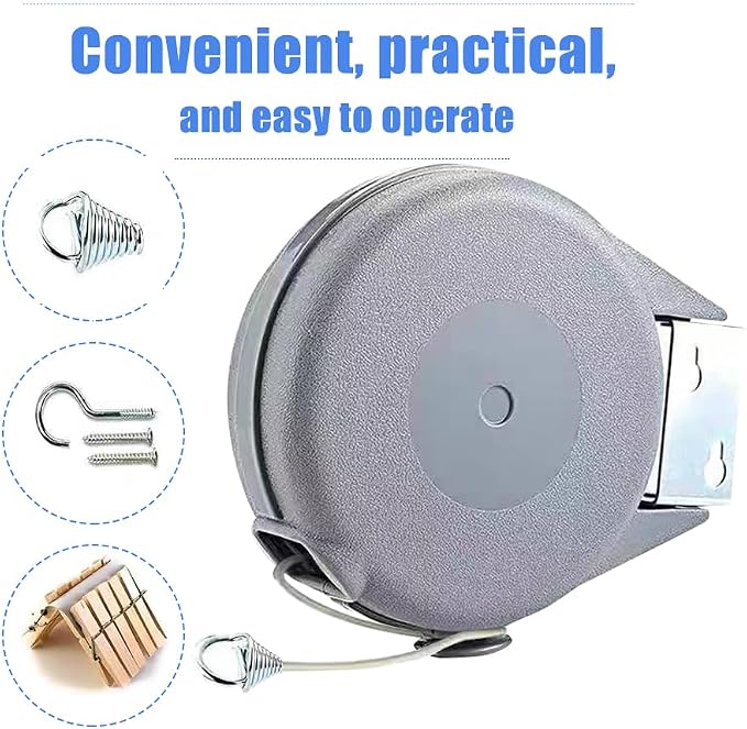Retractable Clothesline Used to Outdoor，49 feet PVC Line Retracting，Including - Image 3