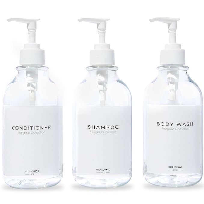 MaisoNovo Refillable Shampoo and Conditioner Bottles | 16.9 fl oz Set of 3 by MaisoNovo-TheArtofSustainableLiving