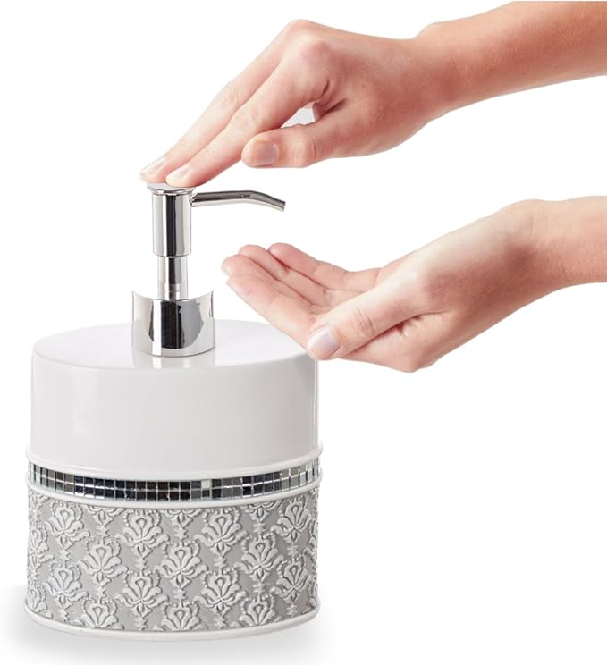 Creative Scents Mirror Damask Bathroom Accessory Set Complete - Image 5