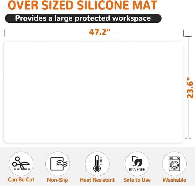 Warome Silicone Mat, Waterproof Heat Resistant Mat, Extra Large Countertop - Image 5