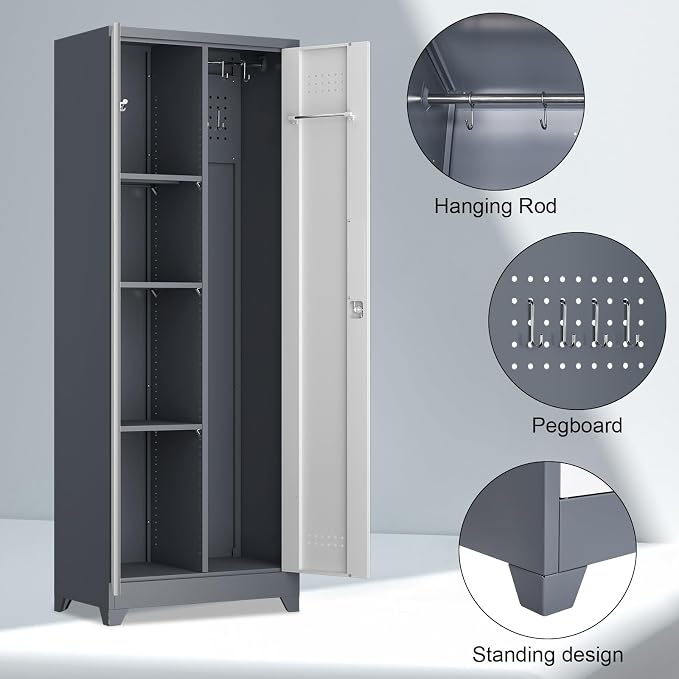 Broom Closet, Metal Storage Cabinet - Image 4