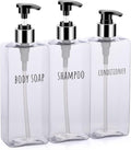 Segbeauty 3pcs Clear Soap Dispenser, 16.9oz Refillable Shampoo Conditioner by Segbeauty