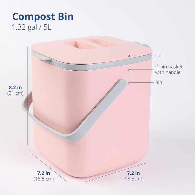 BLUE GINKGO Kitchen Compost Bin – Filter-Free, Odor-Tight Countertop Food Waste - Image 2