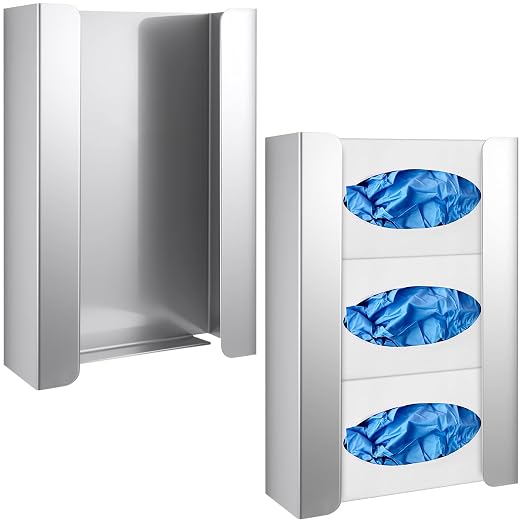 Blulu 2 Pack Glove Box Holder/Dispenser Stainless Steel Triple Wall Mounted by Blulu