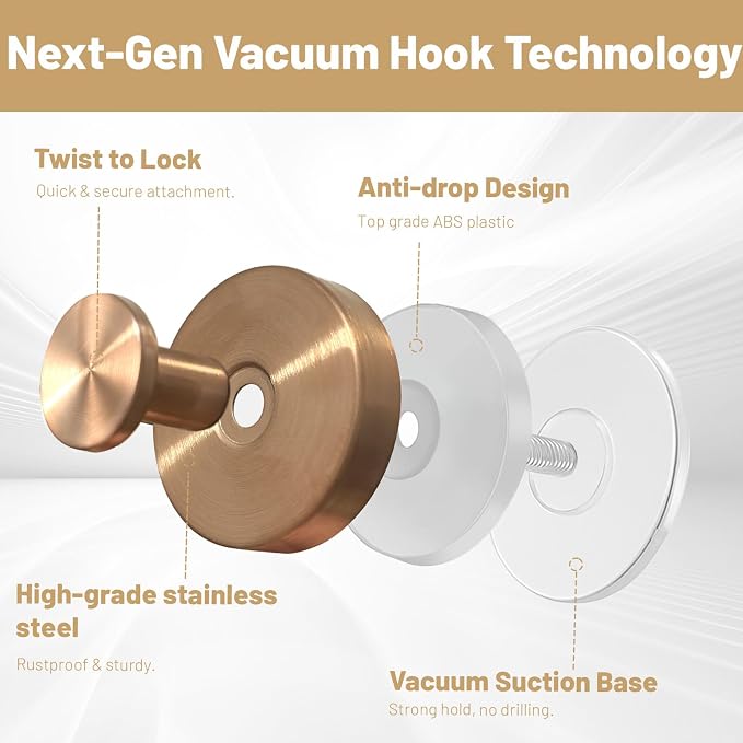 4pcs Suction Cup Hooks for Shower, Shower Towel Suction Hooks, No Drill Towel - Image 3